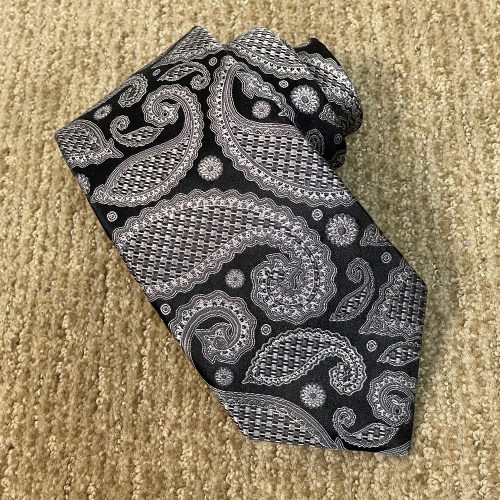 Ted Baker London Mens Black Paisley Silk Tie Business Office Event